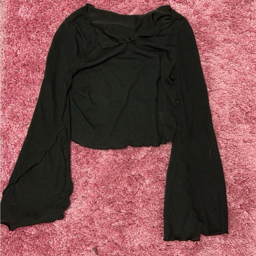 Shien flare sleeve cropped shirt
